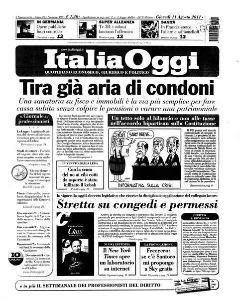 Italia oggi : quotidiano di economia finanza e politica